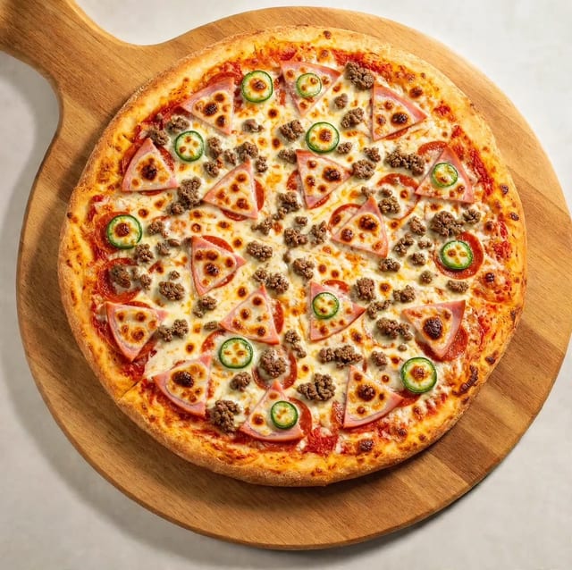 Spicy Carnivore Pizza.