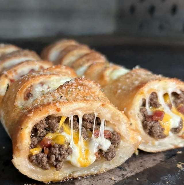 Bacon Cheeseburger Stromboli.