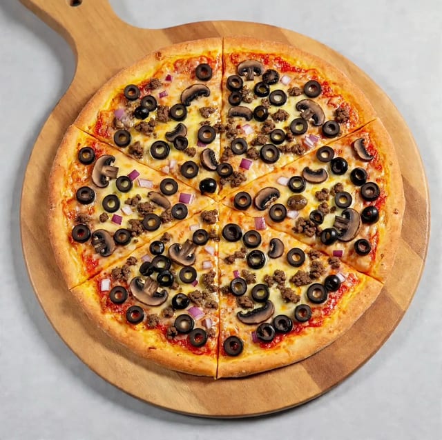 Olive Burger Pizza.