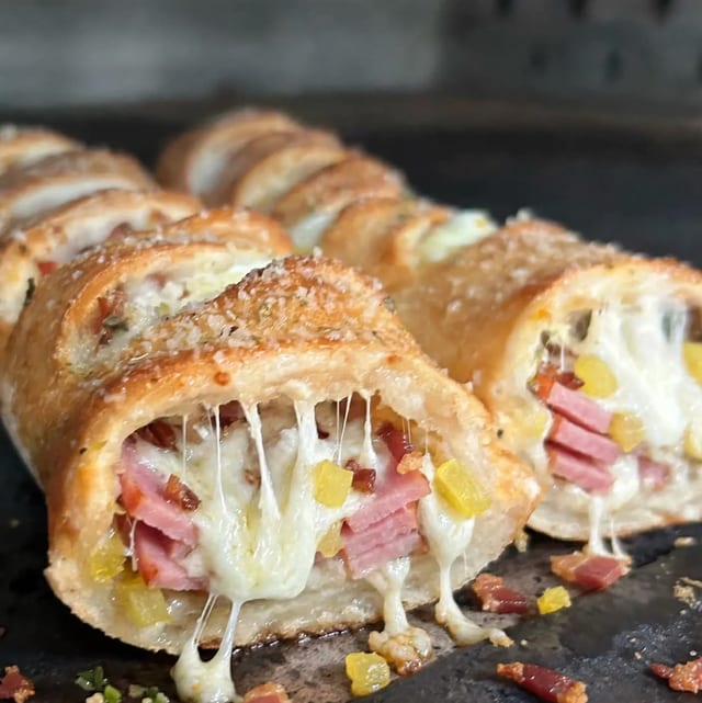 Hawaiian & Bacon Stromboli.