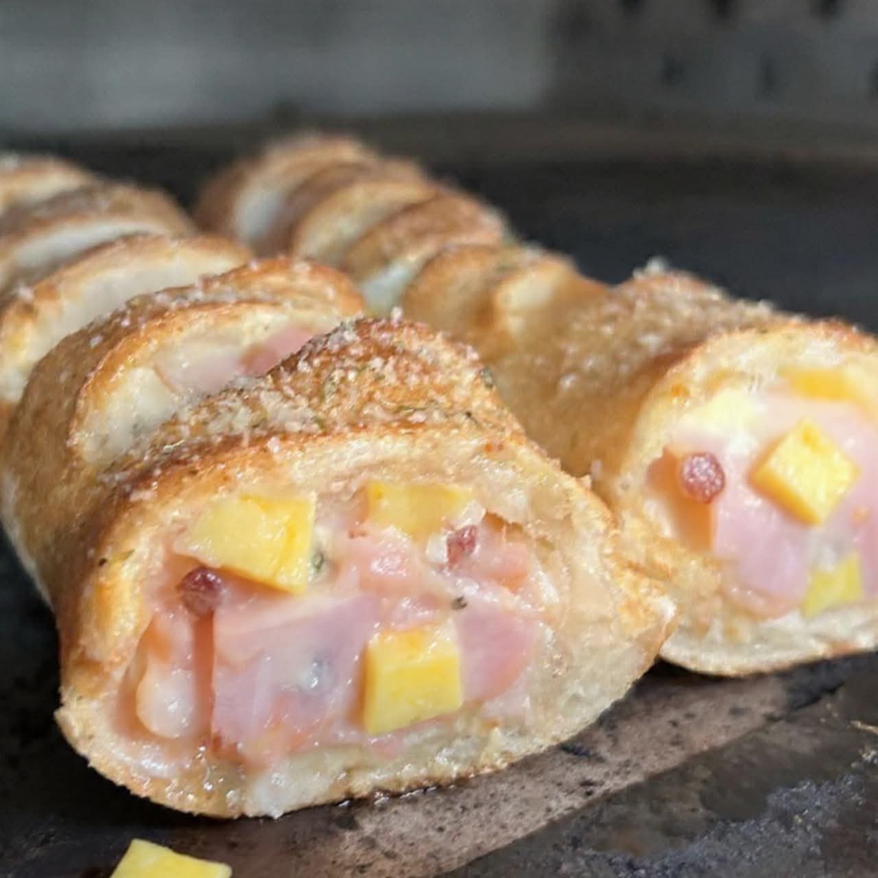 Hawaiian & Bacon Stromboli.